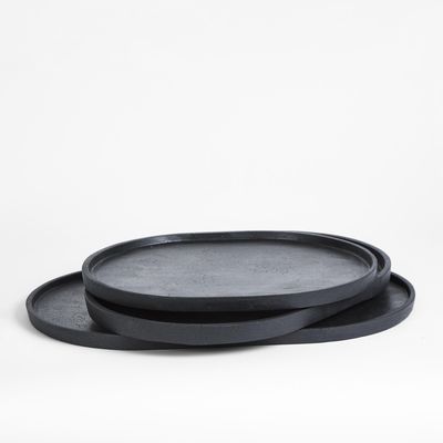 Esher Oval Platter Set Of 3 Black