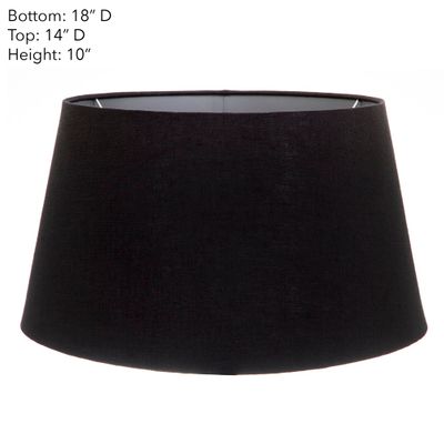 XL Taper Lamp Shade (18x14x10 H) - Black with Silver Lining - Linen Lamp Shade with B22 Fixture