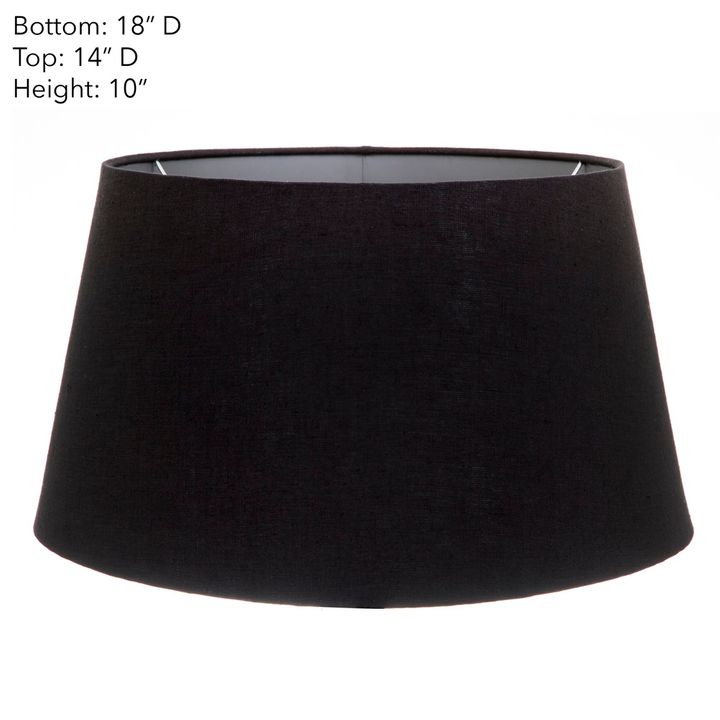 XL Taper Lamp Shade (18x14x10 H) - Black with Silver Lining - Linen Lamp Shade with B22 Fixture