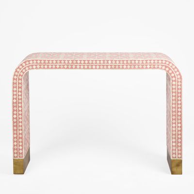 Adina Bone Inlay Console Table Peach/White