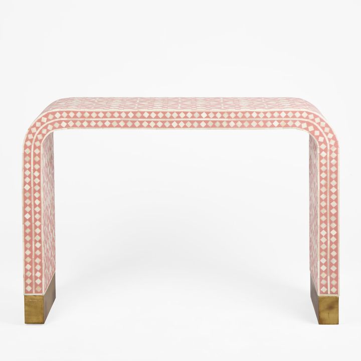 Adina Bone Inlay Console Table Peach/White