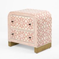 Adina Bone Inlay Bedside Table Peach/White