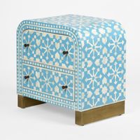 Adina Bone Inlay Bedside Table Aqua/White