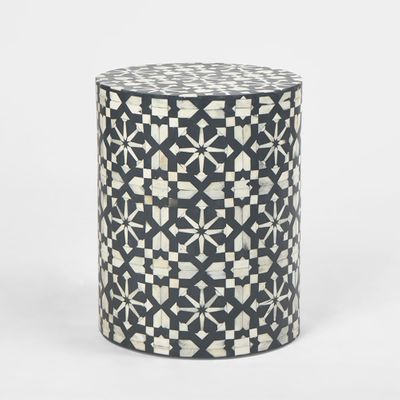 Adina Bone Inlay Side Table Grey/White