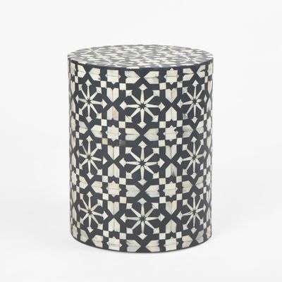 Adina Bone Inlay Side Table Grey/White