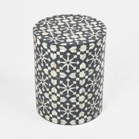 Adina Bone Inlay Side Table Grey/White