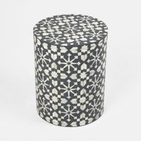 Adina Bone Inlay Side Table Grey/White