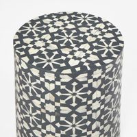 Adina Bone Inlay Side Table Grey/White