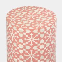 Adina Bone Inlay Side Table Peach/White