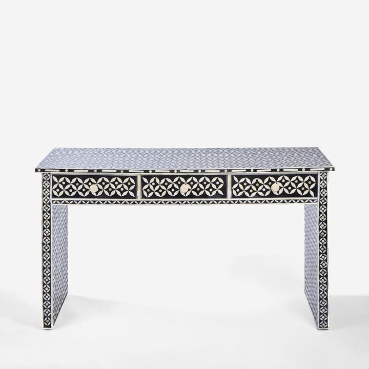 Stella Bone Inlay Console Table Black/White