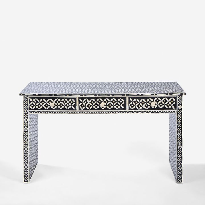 Stella Bone Inlay Console Table Black/White