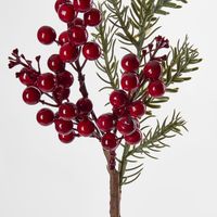 Red Berry Branch With Rosemary 36cm