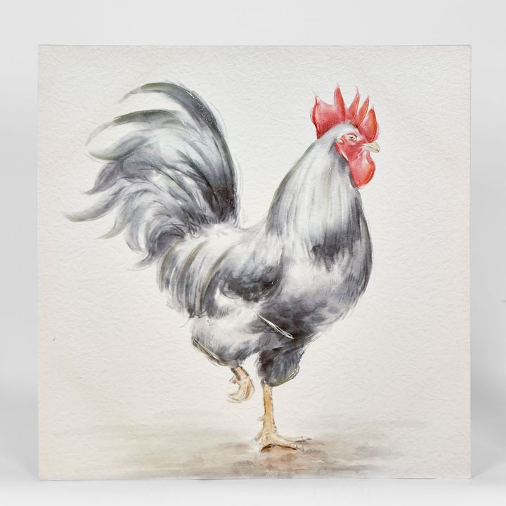 Black Rooster Painting Wall Art