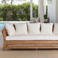 Cayman 3 Seat Rattan Sofa Cream Cushion