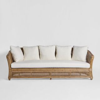 Cayman 3 Seat Rattan Sofa Cream Cushion