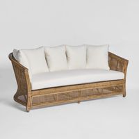 Cayman 3 Seat Rattan Sofa Cream Cushion