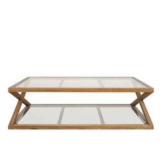 Zoey Cross American Oak Glass Coffee Table 140Cm