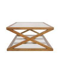 Zoey Cross American Oak Glass Coffee Table 140Cm