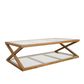 Zoey Cross American Oak Glass Coffee Table 140Cm