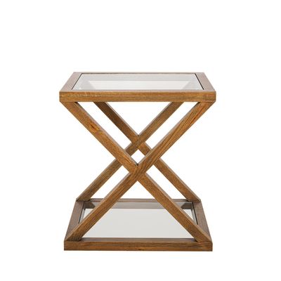 Zoey Cross American Oak Glass Side Table