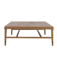 Clara Square Natural Oak Coffee Table With Brass Legs 100Cm