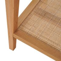 Mila Natural Oak Console With Rattan Base And Glass Top 152Cm