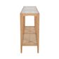 Mila Natural Oak Console With Rattan Base And Glass Top 152Cm