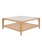 Mila Natural Oak Coffee Table With Rattan Base And Glass Top 100Cm