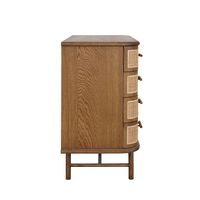 Freya Natural Oak 4 Draw Console With Rattan Wrap Front 90Cm