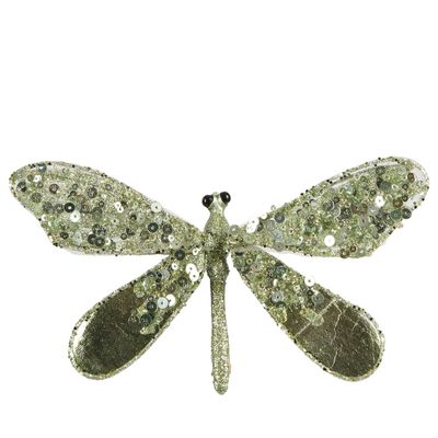 Shayle Glitter Clip on Dragonfly Green