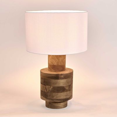 Circa Timber Table Lamp Small White Shade