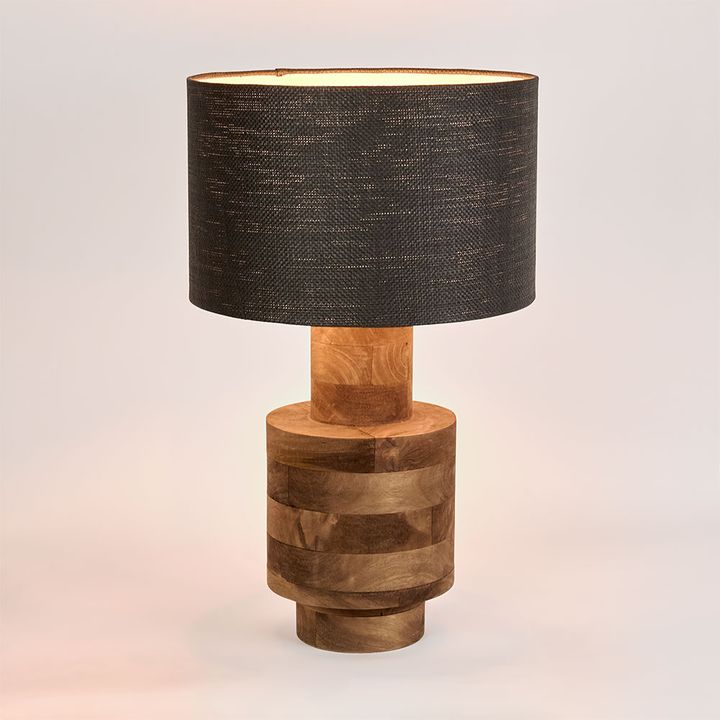 Circa Timber Table Lamp Small Black Shade