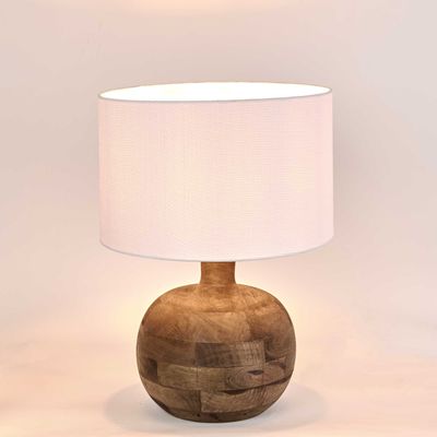 Arum Timber Table Lamp White Shade