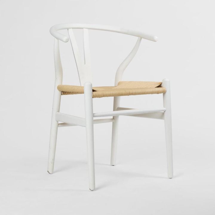 Atlas Dining Chair White Frame Natural Seat