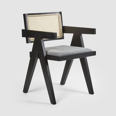 Lexi Scissor Leg Armchair Black Frame Grey Fabric