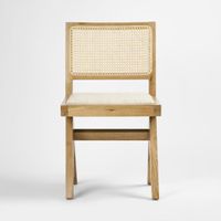 Lexi Scissor Leg Side Dining Chair Oak Frame Natural Fabric