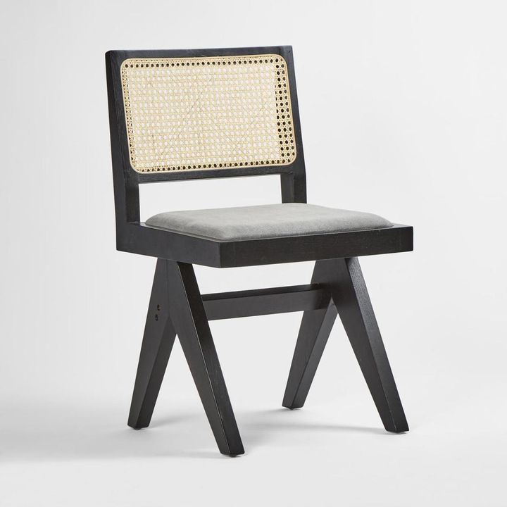 Lexi Scissor Leg Side Dining Chair Black Frame Grey Fabric