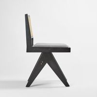 Lexi Scissor Leg Side Dining Chair Black Frame Grey Fabric