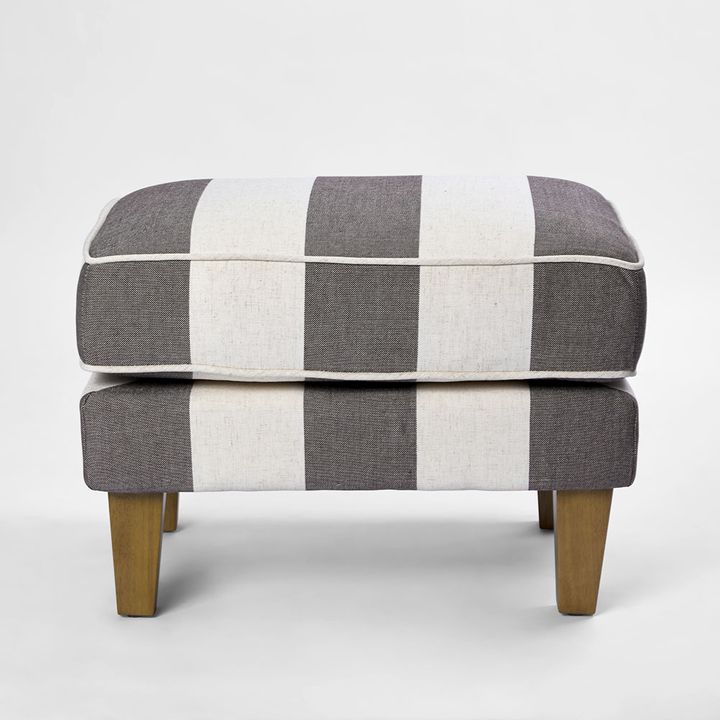 Bondi Hamptons Ottoman Grey/Cream Stripe