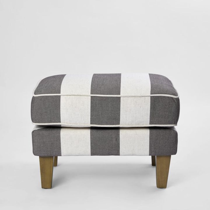 Bondi Hamptons Ottoman Grey/Cream Stripe