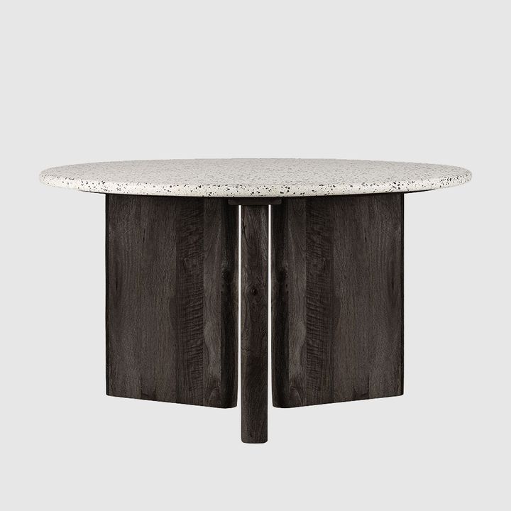 Bonnie Terrazzo Dining Table White/Black Base