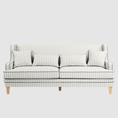 Bondi Hamptons 3 Seat Sofa Blue/White Pin Stripe
