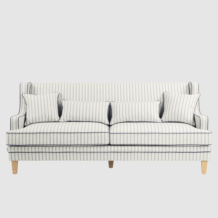 Bondi Hamptons 3 Seat Sofa Blue/White Pin Stripe