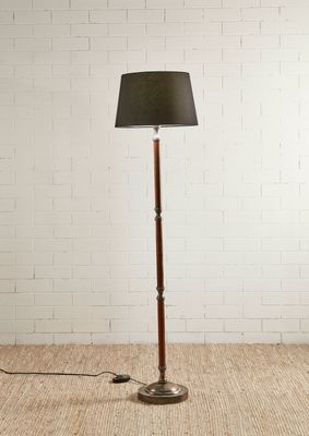 Brunswick Floor Lamp Base Silver with Timber