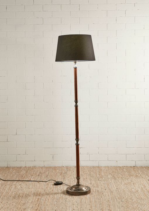 Brunswick Floor Lamp Base Silver with Timber