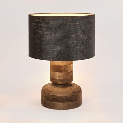 Clem Timber Table Lamp Black Shade