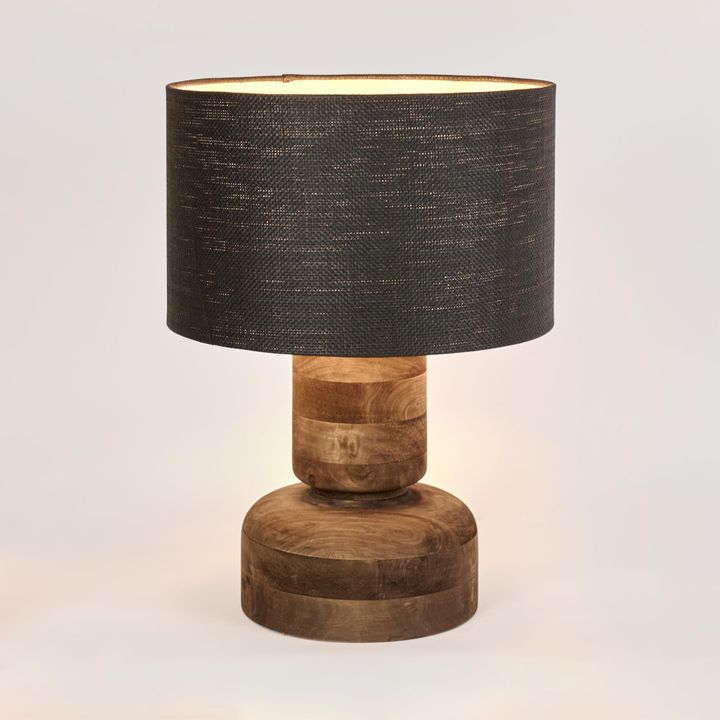 Clem Timber Table Lamp Black Shade