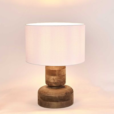 Clem Timber Table Lamp White Shade