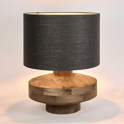 Circa Timber Table Lamp Large Black Shade