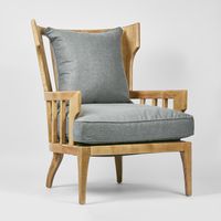 Jackman Coastal Oakwood and Linene Armchair Blue